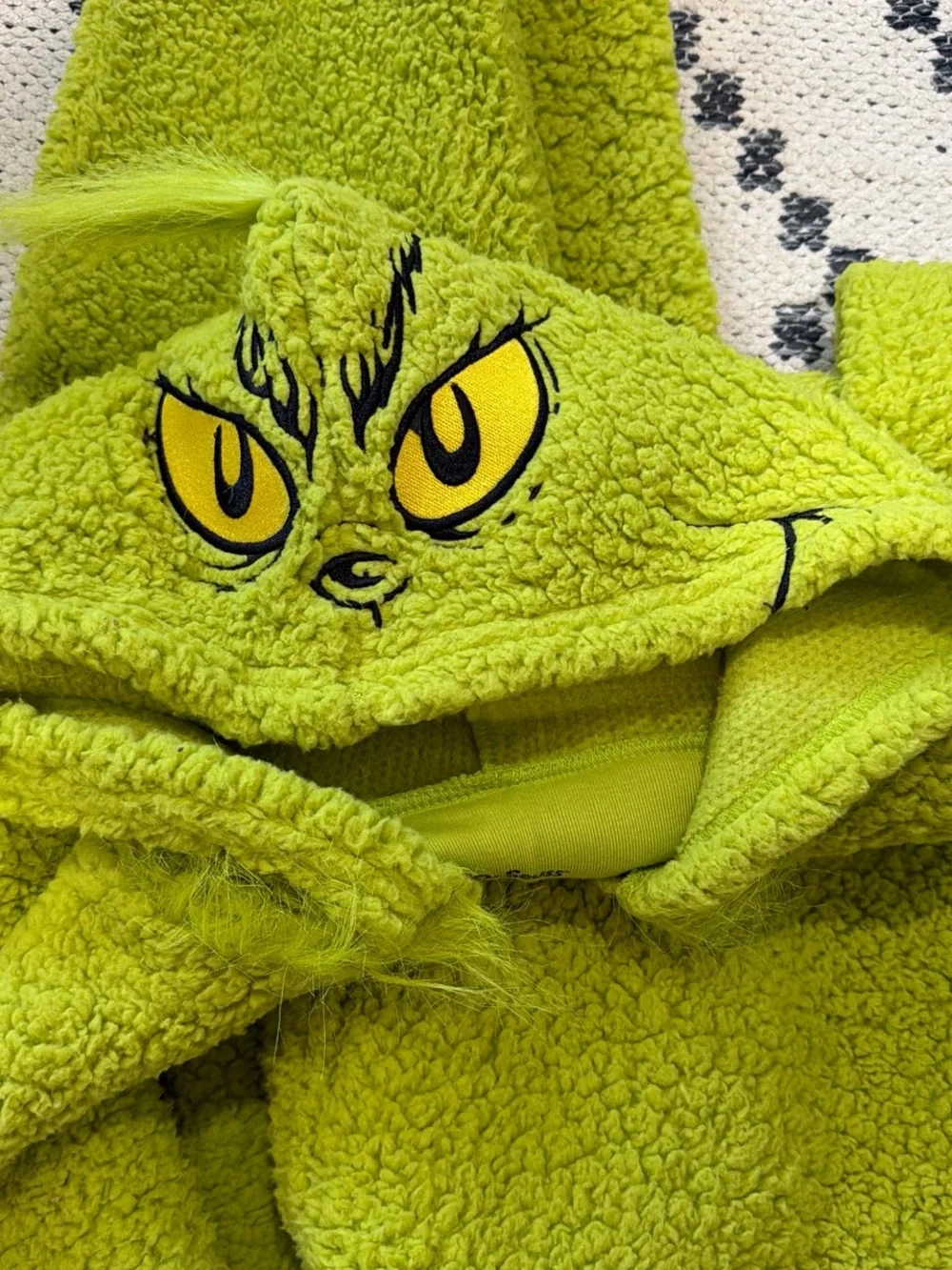Plush Lime Green Cat Hoodie with Character Face
